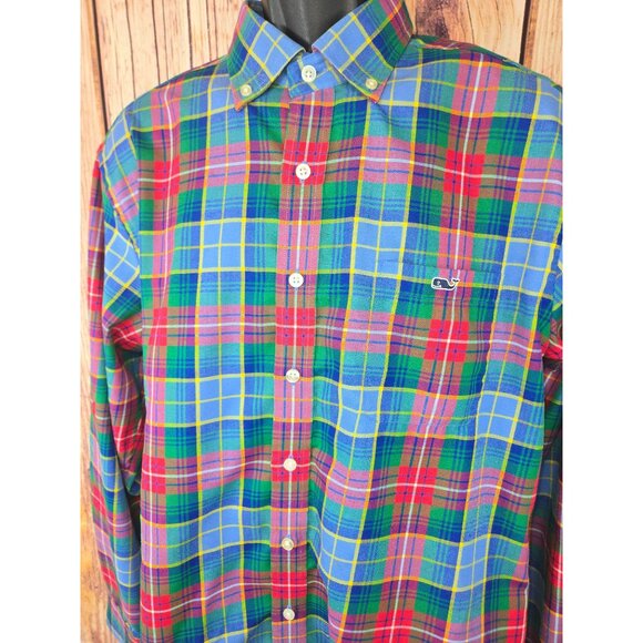Vineyard Vines Slim Fit Plaid Tucker Shirt Large Button-Down Long Sleeve - Picture 3 of 8